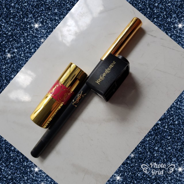 ysl eye liner black dan lipstik mini ysl dua barang hanya 100rb
