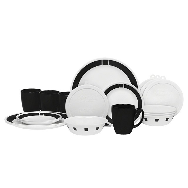 Corelle Livingware 20 Piece Dinnerware Set urban black for 4