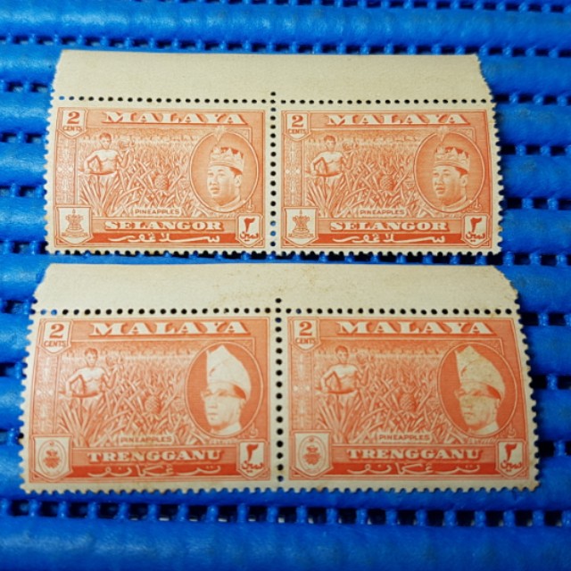 Malaya 2 Cents Stamps of all the states of Malaysia. Johore, Kedah