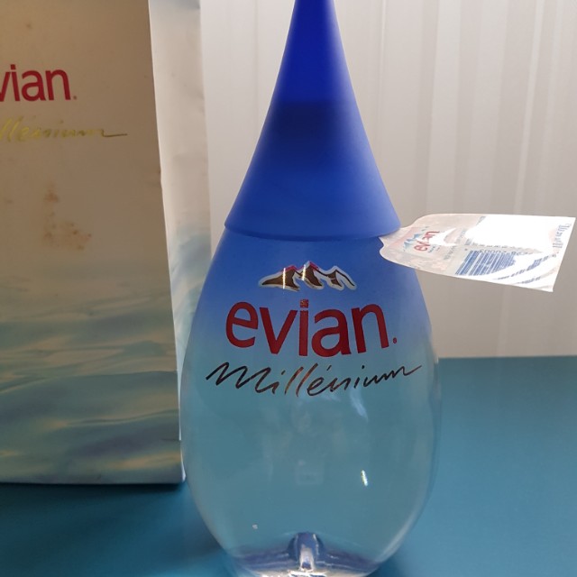 Millenium EVIAN Large Glass Collectible Water Bottle Special Edition