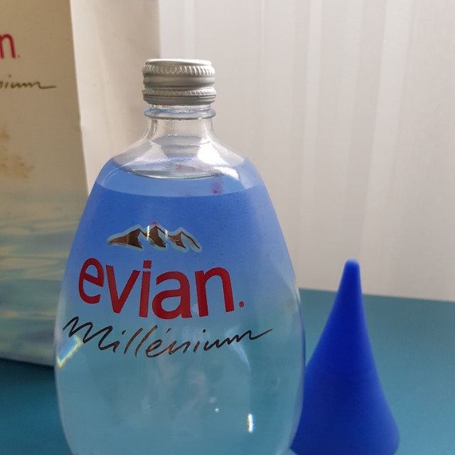 Millenium EVIAN Large Glass Collectible Water Bottle Special Edition