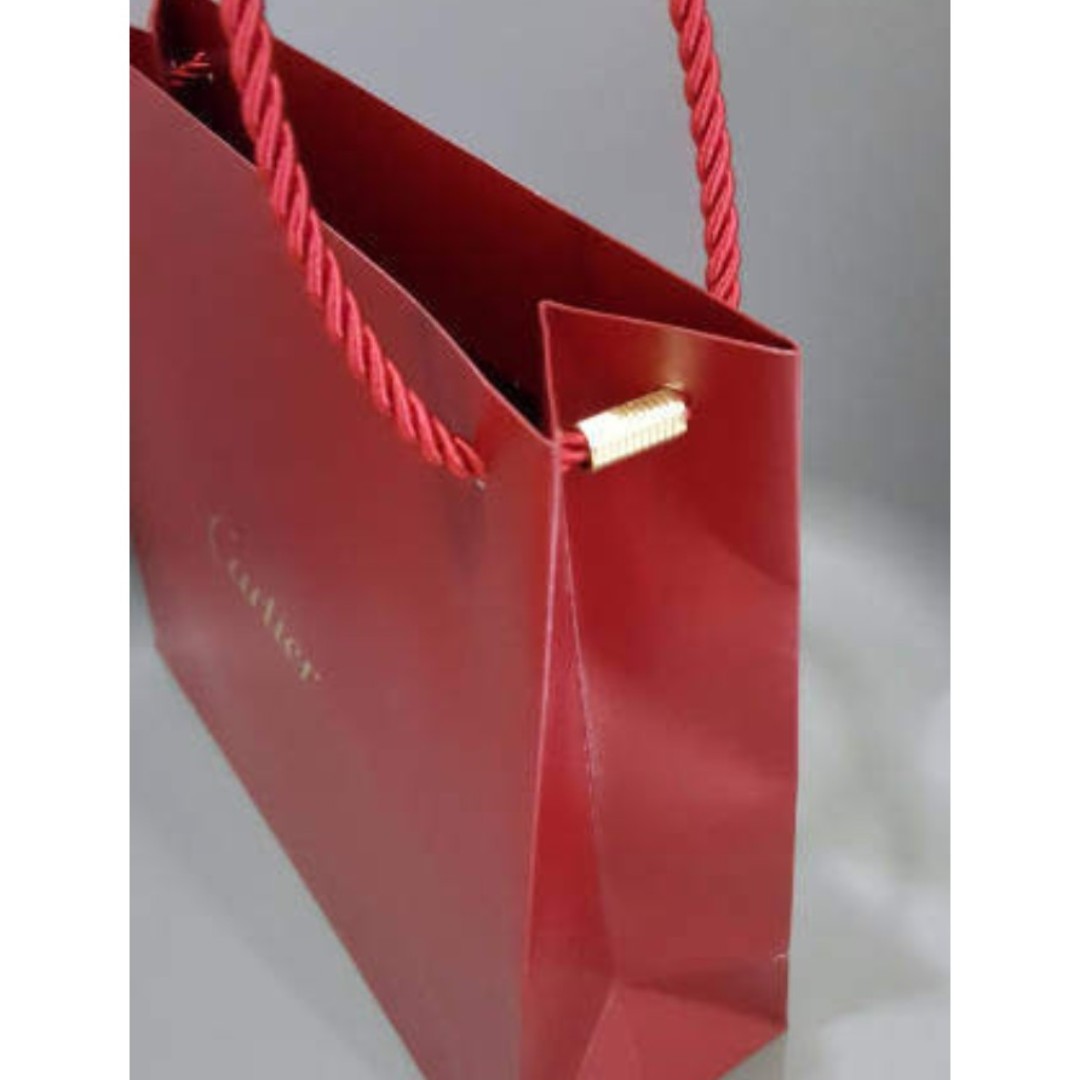 Authentic Cartier Paper Shopping Bag Reusable Red 9 x 10 x 3.5