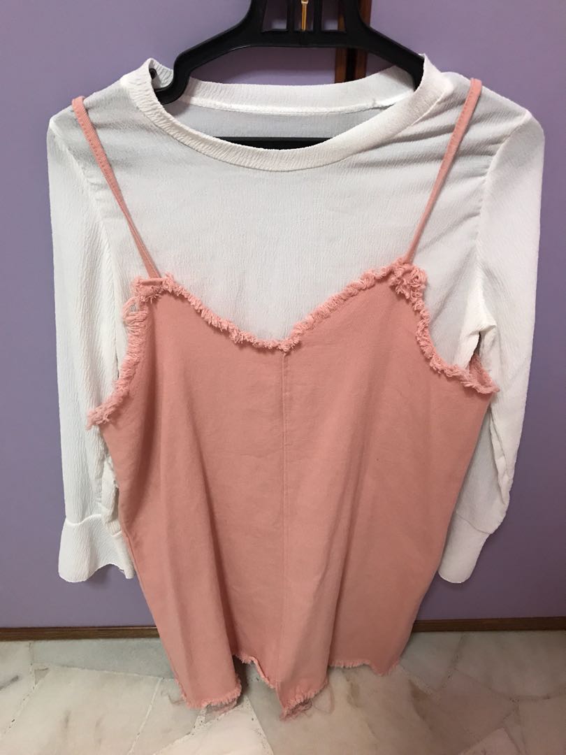 pink denim two piece