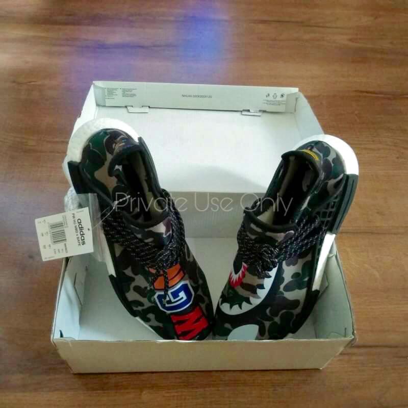 Best Seller) BAPE 'Shark WGM' x Pharrell Williams x Adidas NMD Human Race  Runner, Fesyen Pria, Sepatu , Sneakers di Carousell