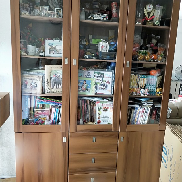 Display Cabinet Bookshelves 3 Doors Furniture Shelves