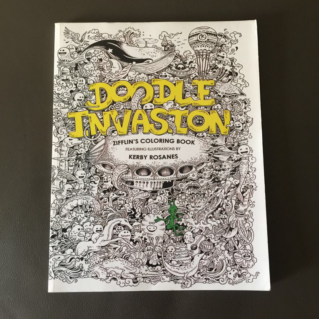 Doodle Invasion Adult Colouring Book KERBY ROSANES Books