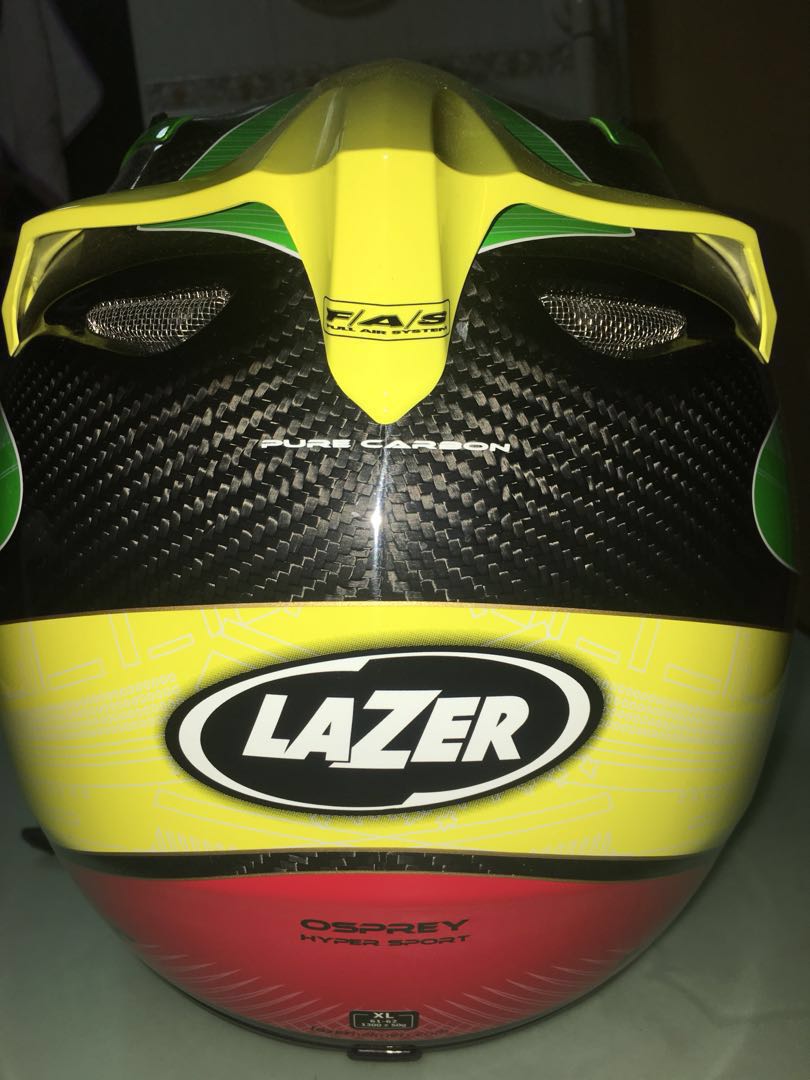 Lazer Osprey FULL CARBON FIBER Cool Runnings Rasta Helmet, Motorcycles