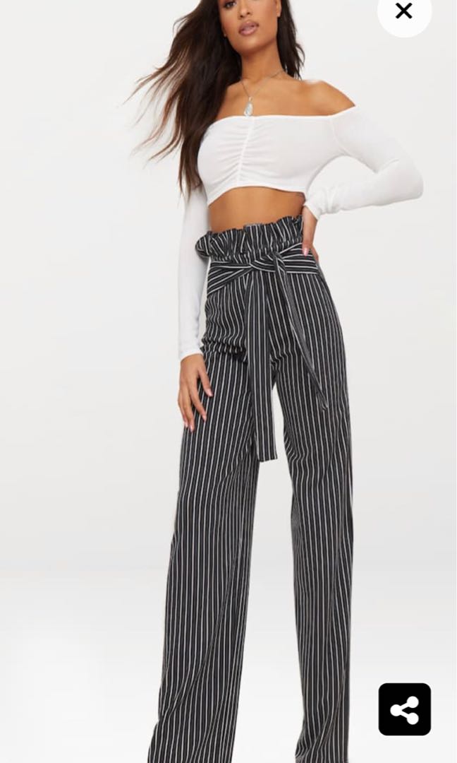 black and white striped ladies trousers