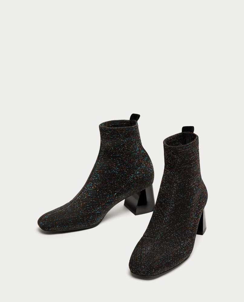 Zara Glitter Sock Ankle Boots, Women's 