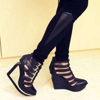 JEFFREY CAMPBELL INSPIRED BLACK CLINIC WEDGE