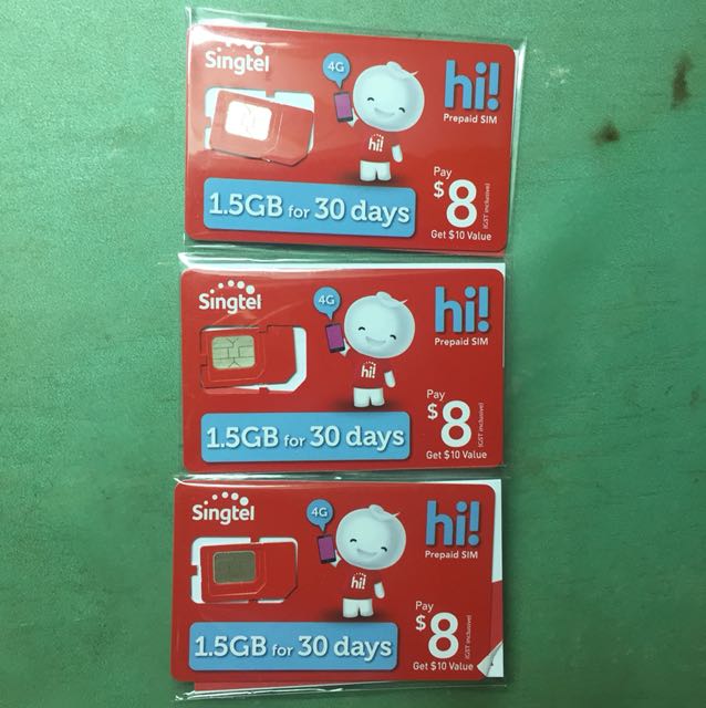1 x SingTel SIM card 10 value with 1.5GB for 30 days, Mobile Phones