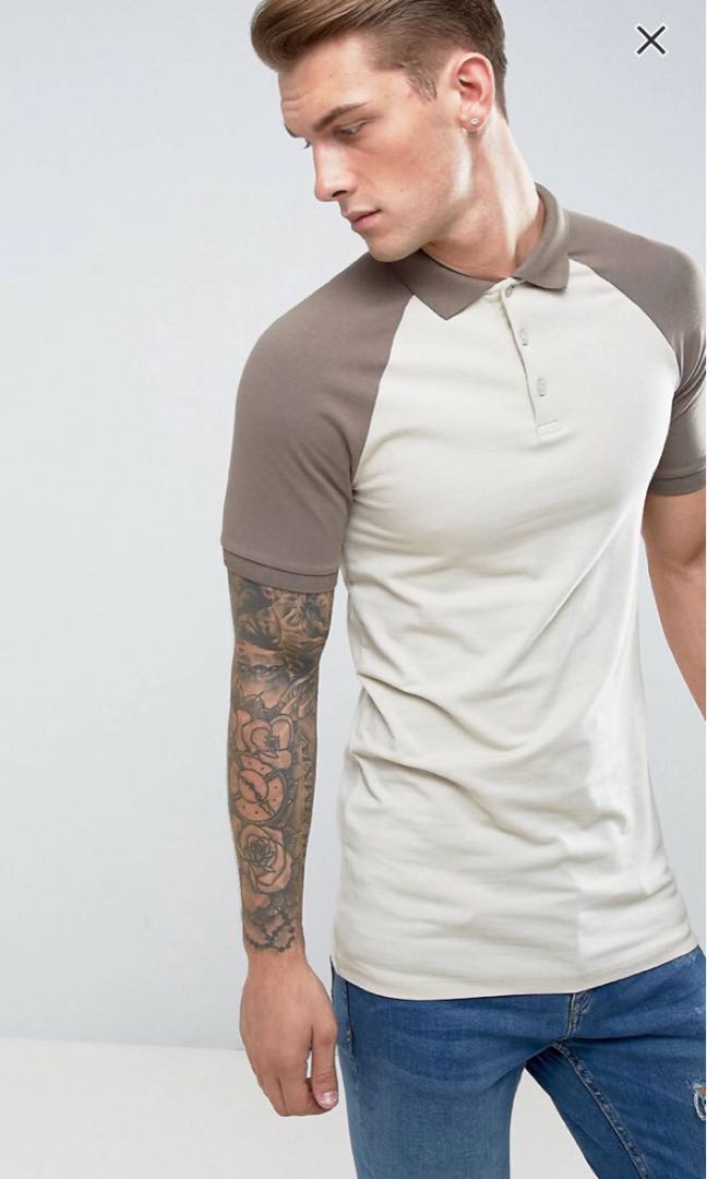 ASOS longline muscle fit polo tee, Men 