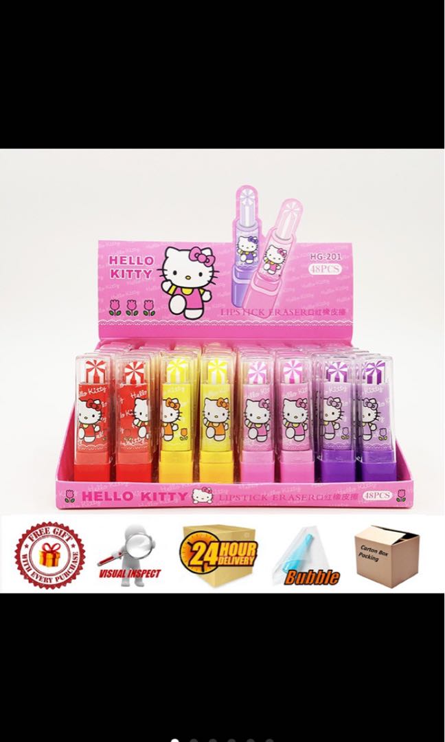Colorful Lipstick eraser frozen/ mickey/ hello kitty, Hobbies & Toys