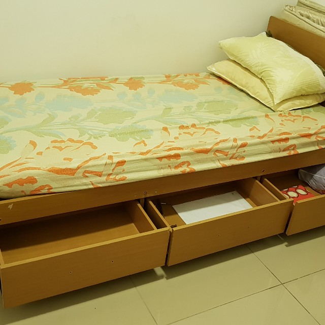 Single bed with drawer best sale malaysia