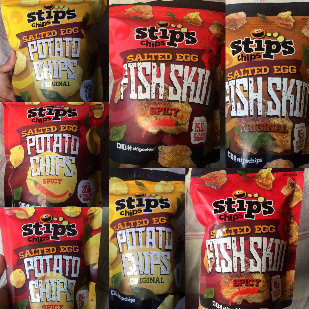 Stips Chips Salted Egg Potato Chips and Fish Skin, Food & Drinks