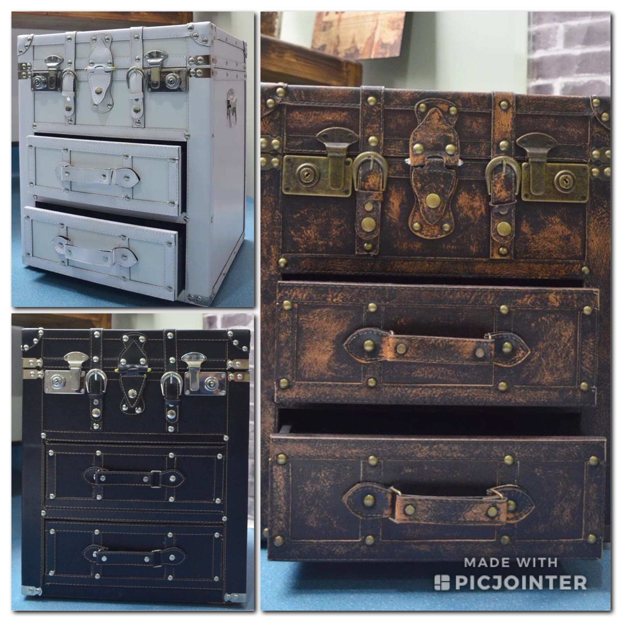 Vintage Trunk Chest Bed Side Sofa Drawer Furniture Shelves