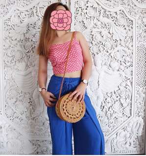 Blue long wide leg pants