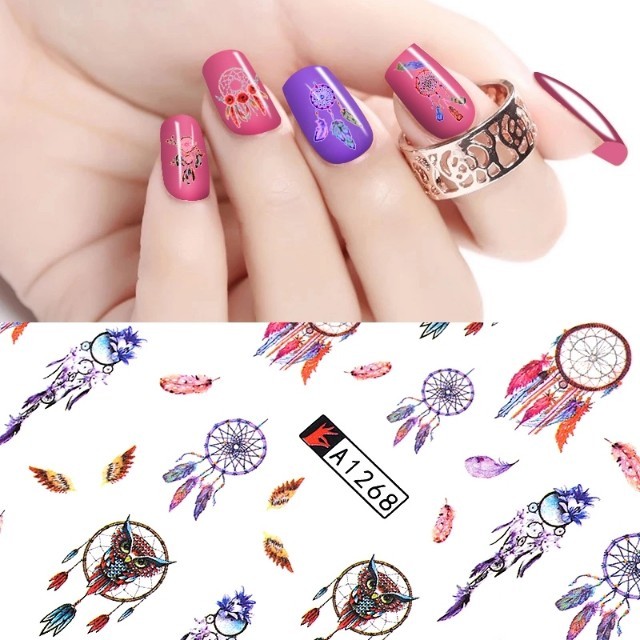 1 Set 12 Pcs Tattoo Cartoon Nail Sticker Nail Accessoires Nail Art