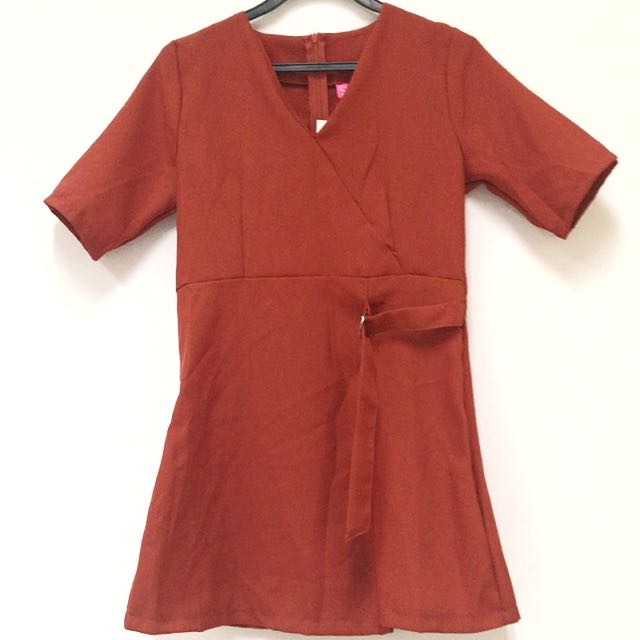 brick colored dress