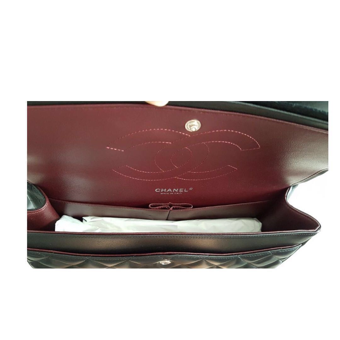 flap bag jumbo 30 burgundy lambskin silver hardware