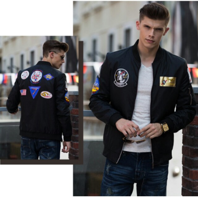 Mens bomber hotsell jacket with patches