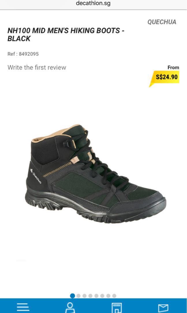 NH100 Mid Men's Hiking Boots Black, Sports Equipment, Hiking & Camping