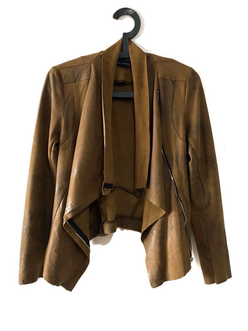 Zara faux suede drape jacket Women s Fashion Coats Jackets and Outerwear on Carousell