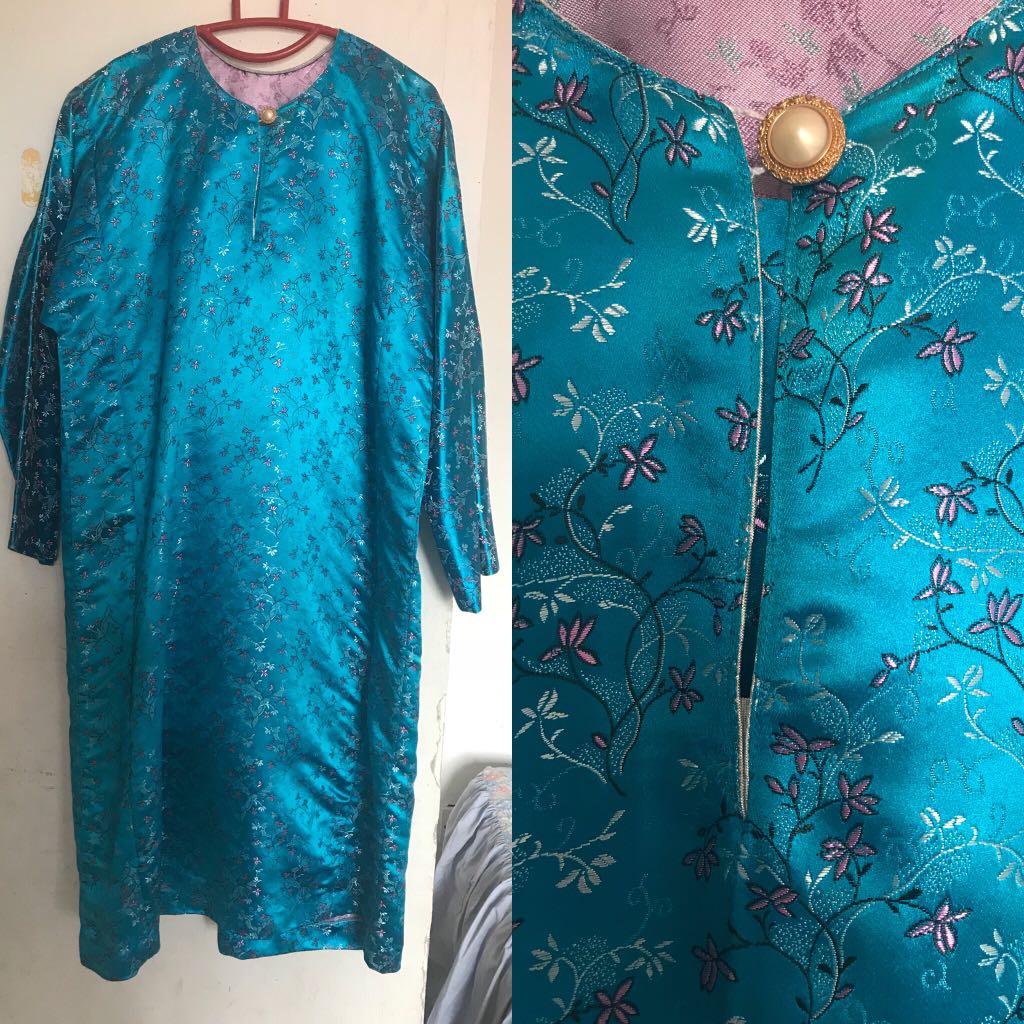  Baju  Kurung  chinese  Silk size L XL Fesyen Muslimah Two 