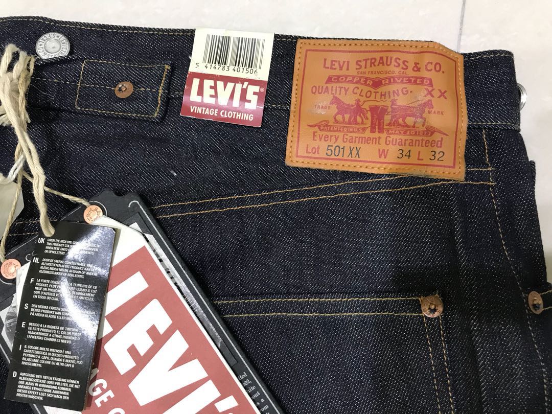 Lvc Levi's Vintage Clothing 501xx 1915 Cinch Back Selvedge Denim Jeans  34x32 Usa