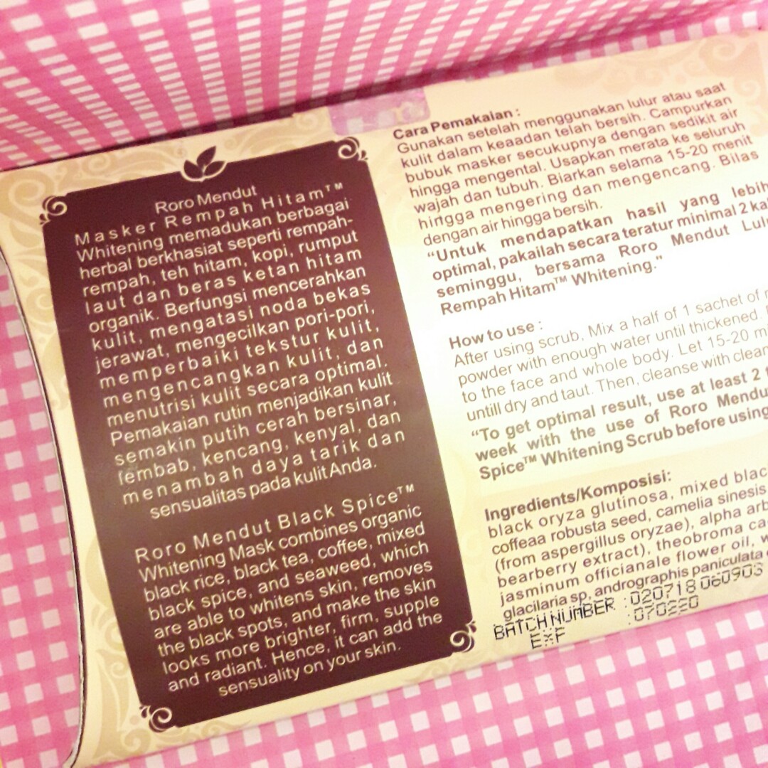 Masker Rempah Hitam Roro Mendut Original Kesehatan Kecantikan