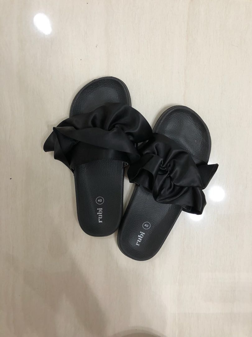 black ribbon sandals