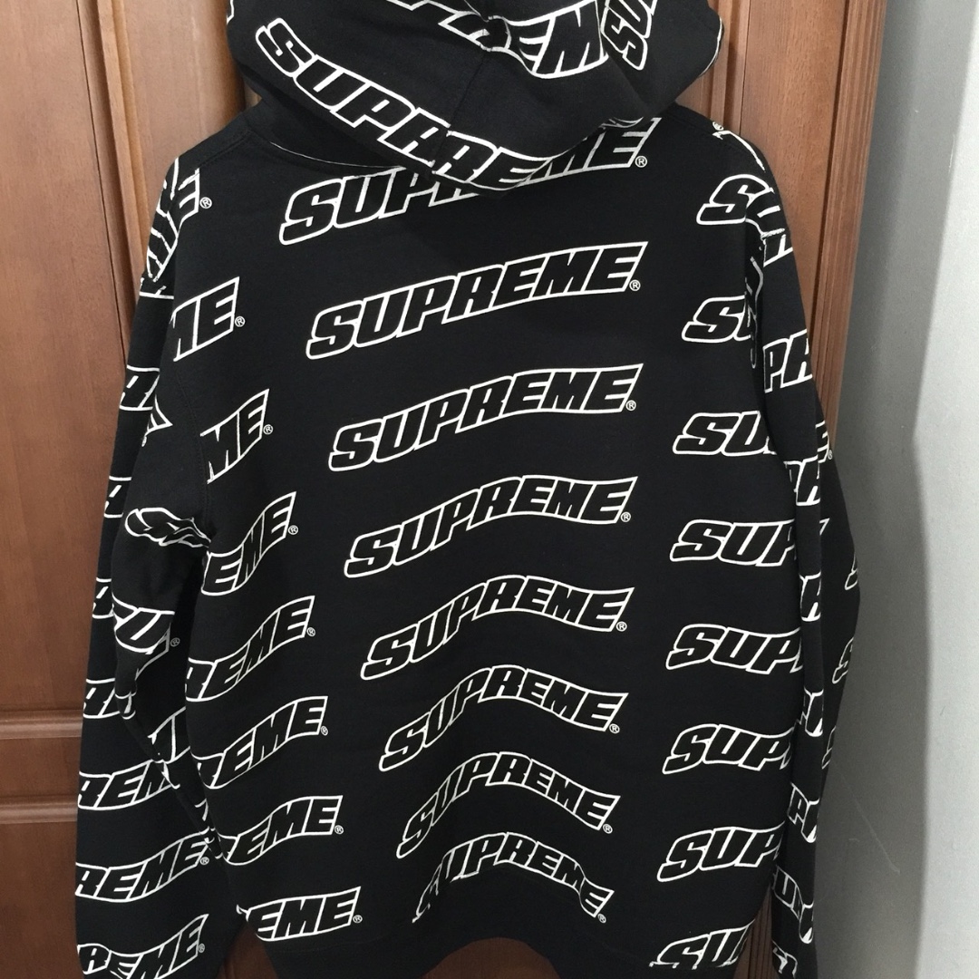 Supreme Repeat Zip Up Hooded Sweatshirt Black S Size, 男裝, 外套及