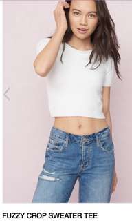 Garage fuzzy crop tee shirt (pink)