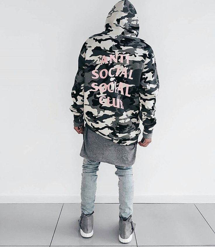 Anti Social Social Club ASSC snow camo frozen pink hoodie Men s