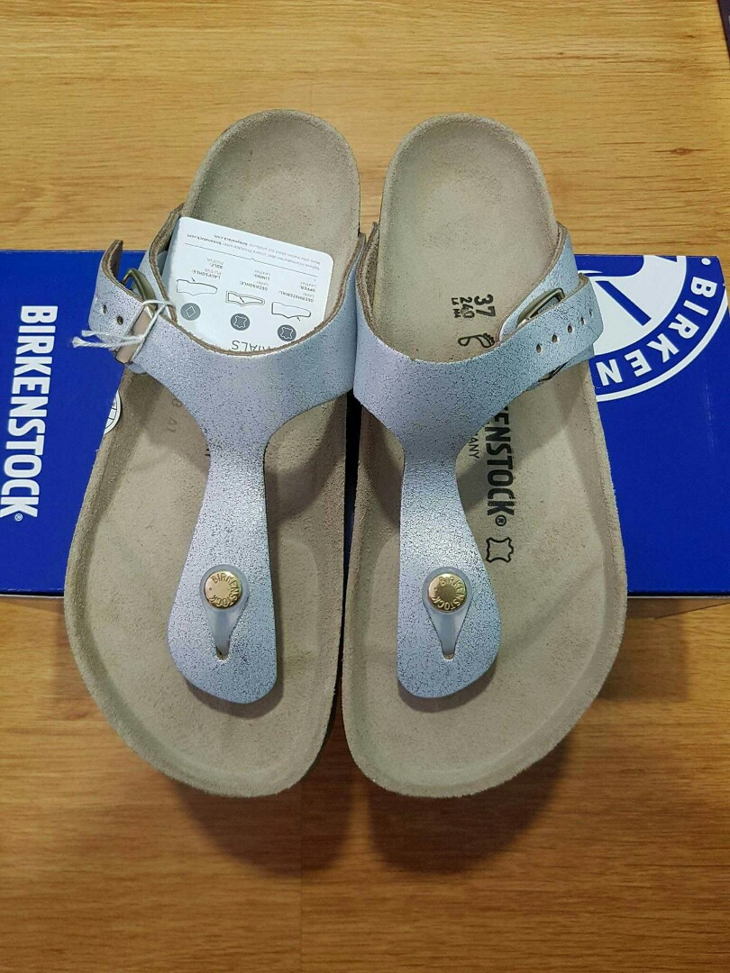 birkenstock gizeh metallic blue