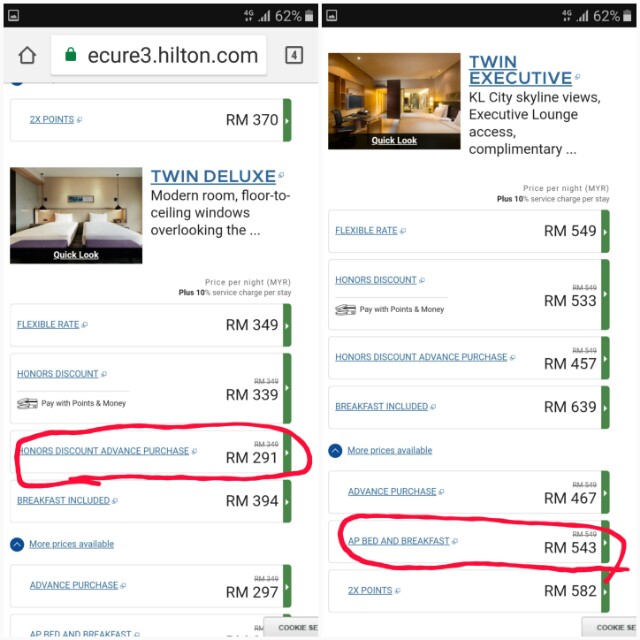 Hilton Kuala Lumpur Discount (including Breakfast & Executive Lounge
