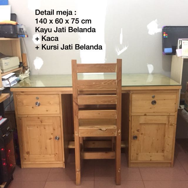Meja Kantor Belajar Kayu Jati Belanda Perabotan Rumah Di Carousell