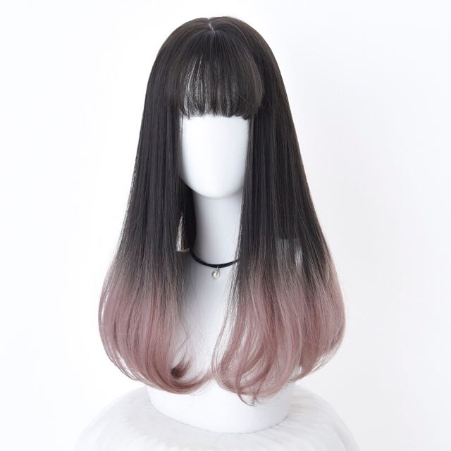 Sakura Ash Pink Ombre Dip Dye Full Wig Women S Fashion Clothes