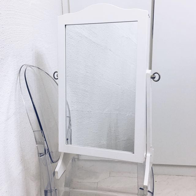 Standing White Jewellery Mirror Cabinet