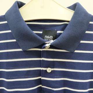 Stripe Navy White R&B Polo Shirt