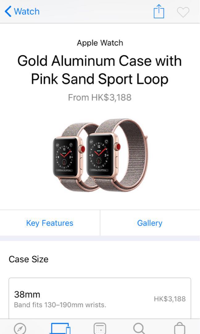 apple watch series 3 cellular 38mm gold