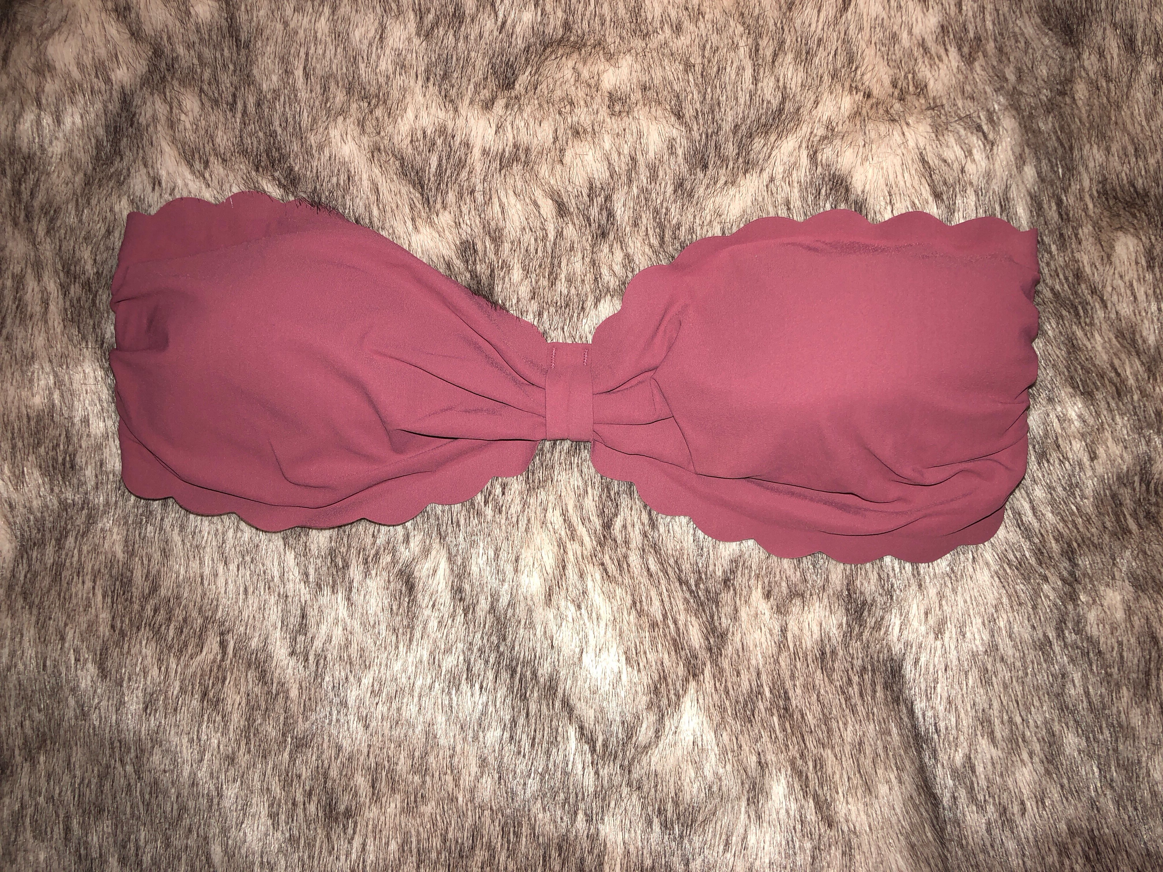 white and pink floral bikini with scallop trim h&m