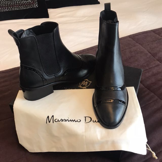 Massimo Dutti Black Stretch Ankle Boots 