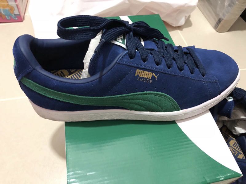 blue and green puma suedes