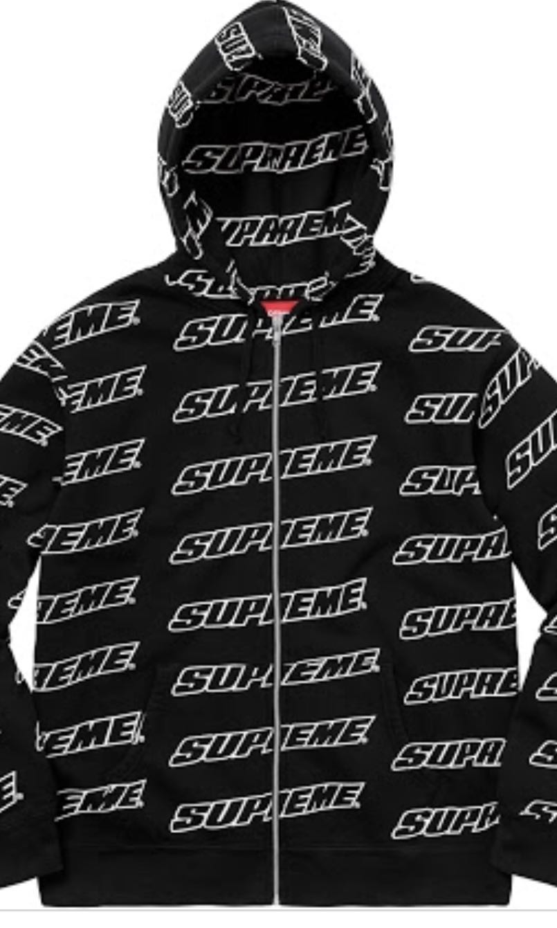 Supreme repeat zip up hooded sweatshirt black hotsell