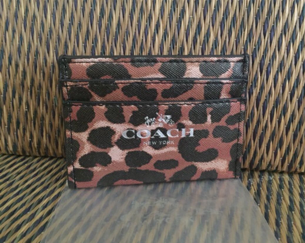 coach leopard card holder