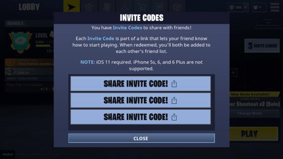 fortnite battle royale mobile invite codes toys games video gaming video games on carousell - rainbow drop fortnite code