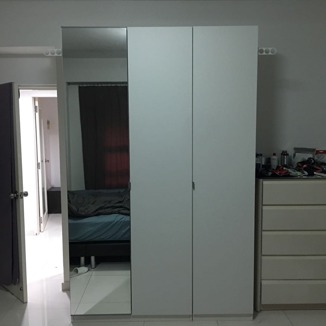 Ikea PAX wardrobe biggest size, with shelves, rods, mirror, Babies & Kids, Baby Nursery & Kids