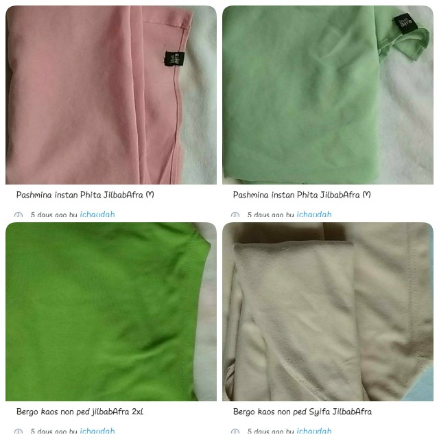 Jilbab Afra 4pc Pashmina Instan Bergo Non Ped Womens Fashion