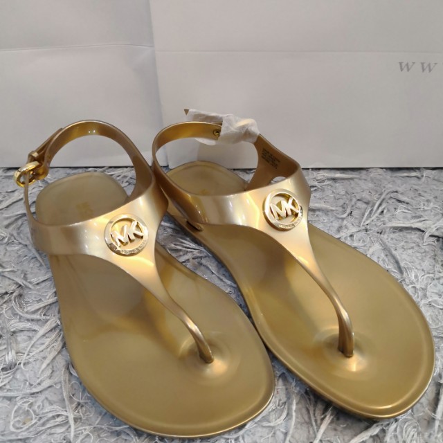 michael kors jelly sandals gold